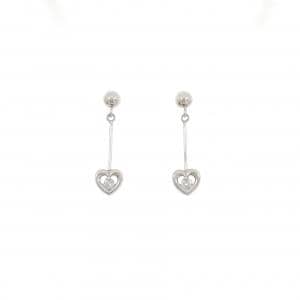 PT900 ハート ダイヤモンド ピアス 0.10CT