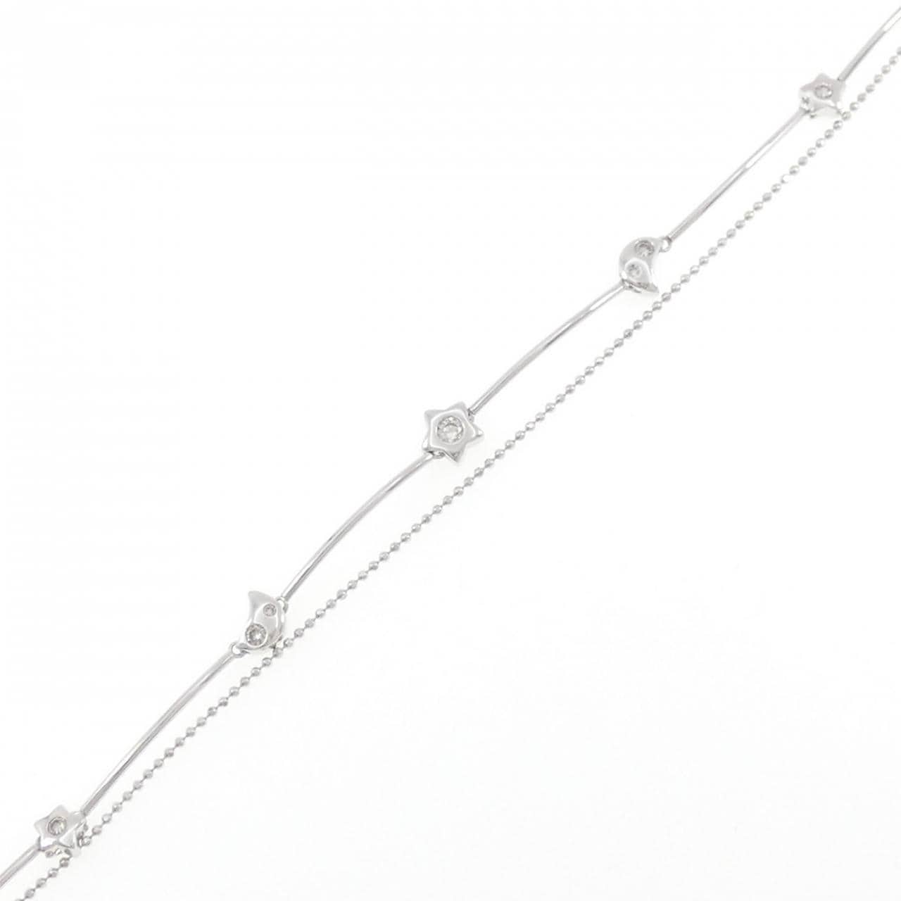 K18WG スター×ムーン ダイヤモンド ブレスレット 0.30CT