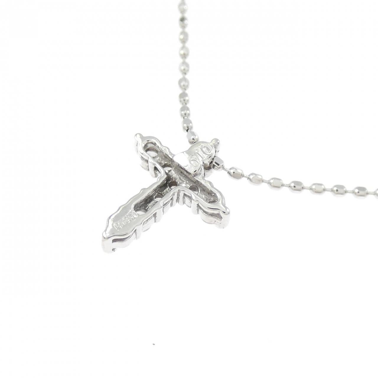 K18WG クロス ダイヤモンド ネックレス 0.10CT