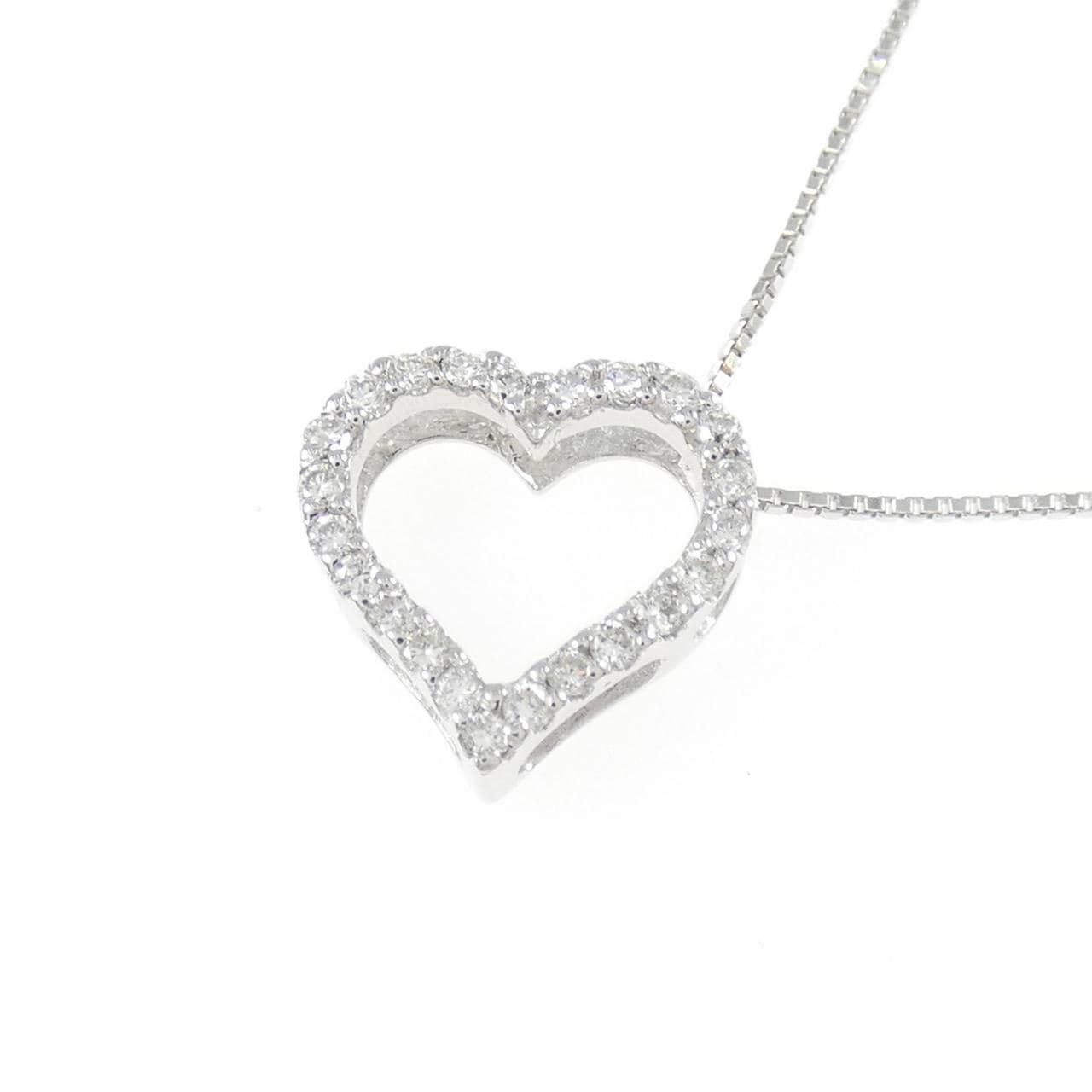 K10WG ハート ダイヤモンド ネックレス 0.15CT