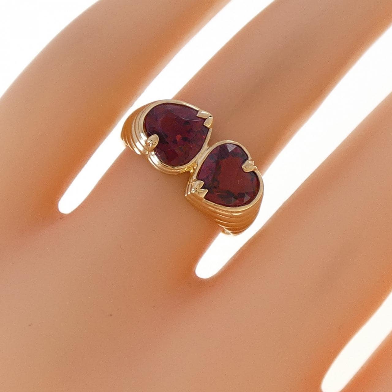 K18YG ハート ガーネット リング