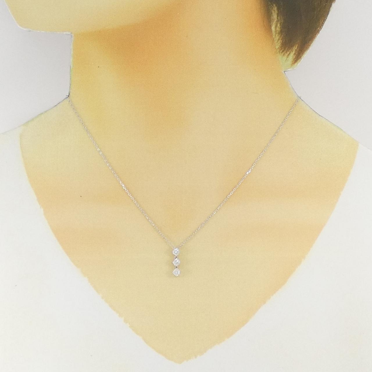 PT950/PT850 スリーストーン ダイヤモンド ネックレス 0.35CT