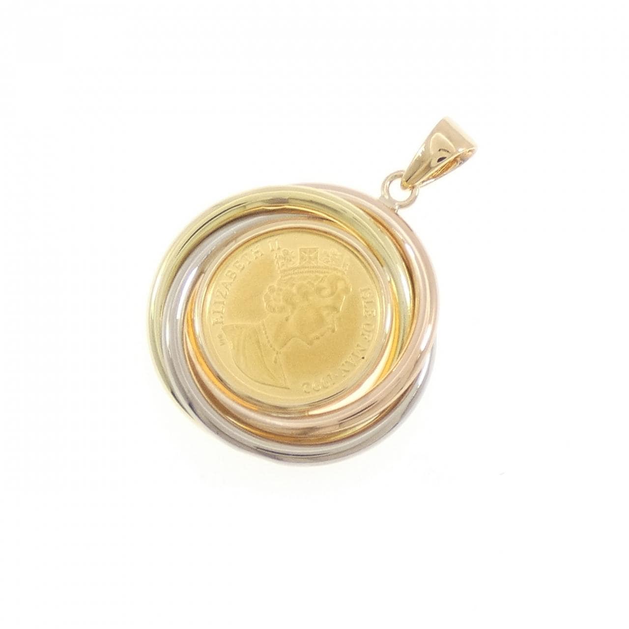 K18スリーカラー(枠) コイン ペンダント