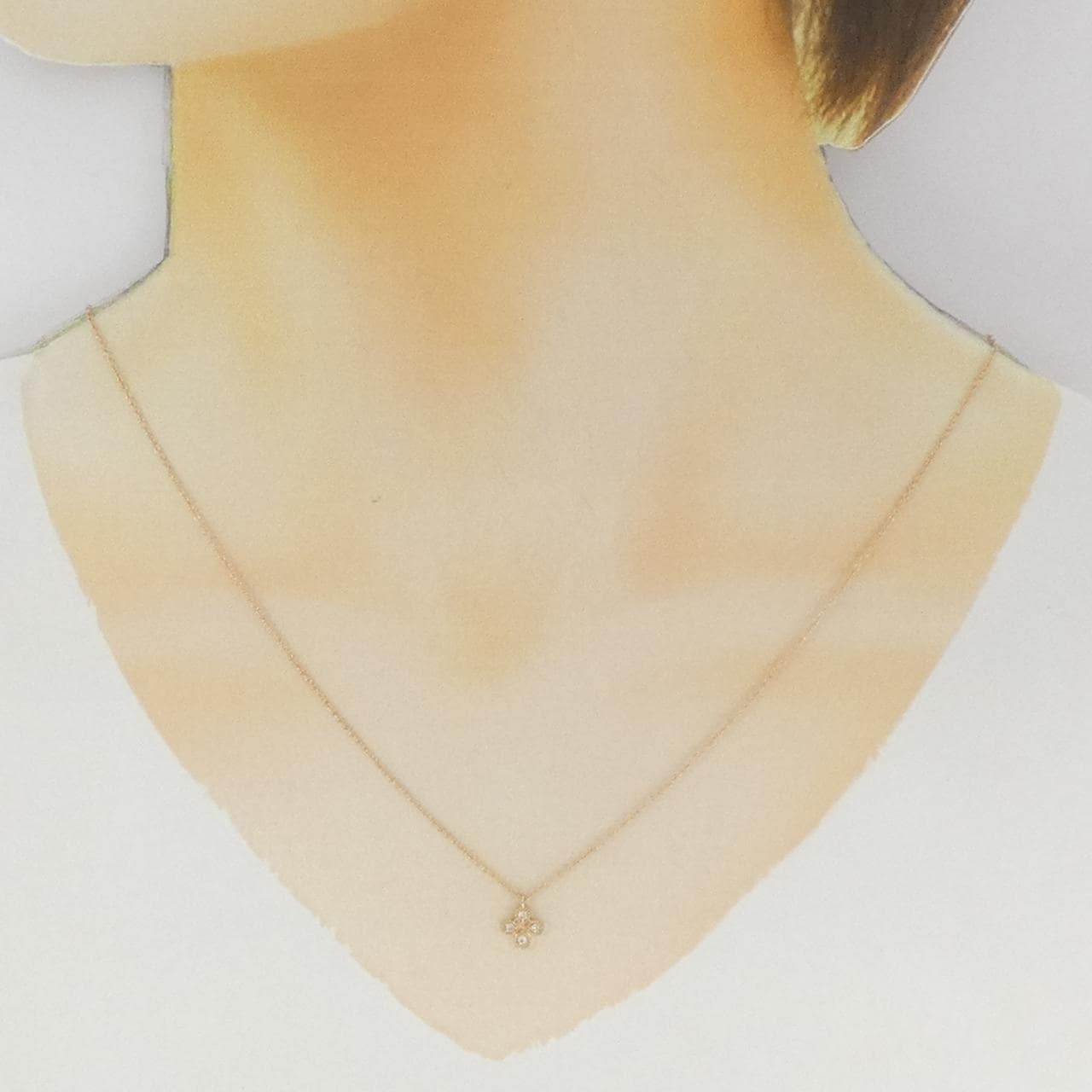 K18PG Flower Diamond Necklace 0.04CT