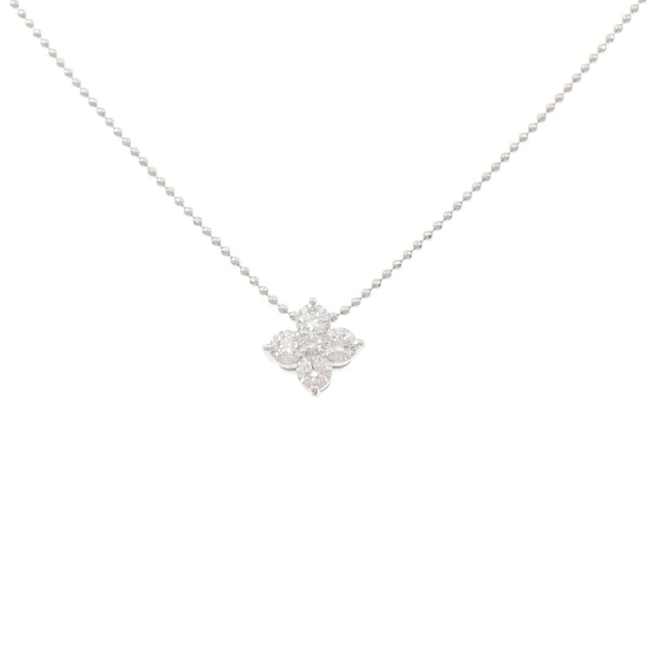 PT900/PT850 フラワー ダイヤモンド ネックレス 0.03CT
