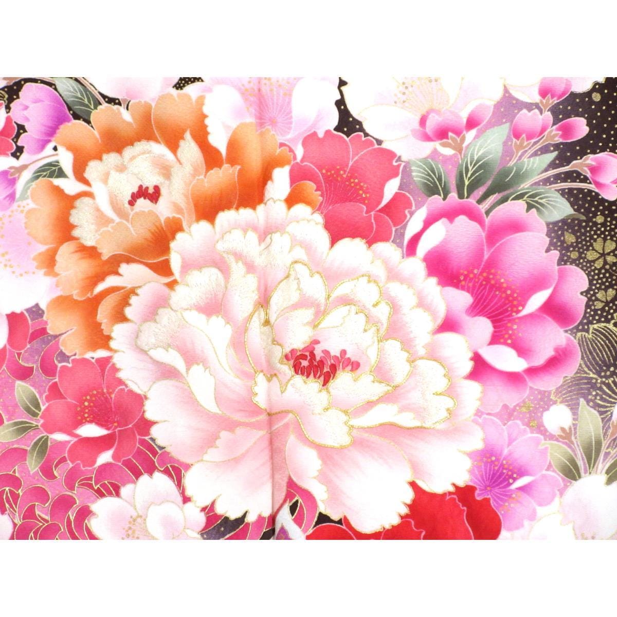 振袖　友禅金彩加工　刺繍入りボカシ染