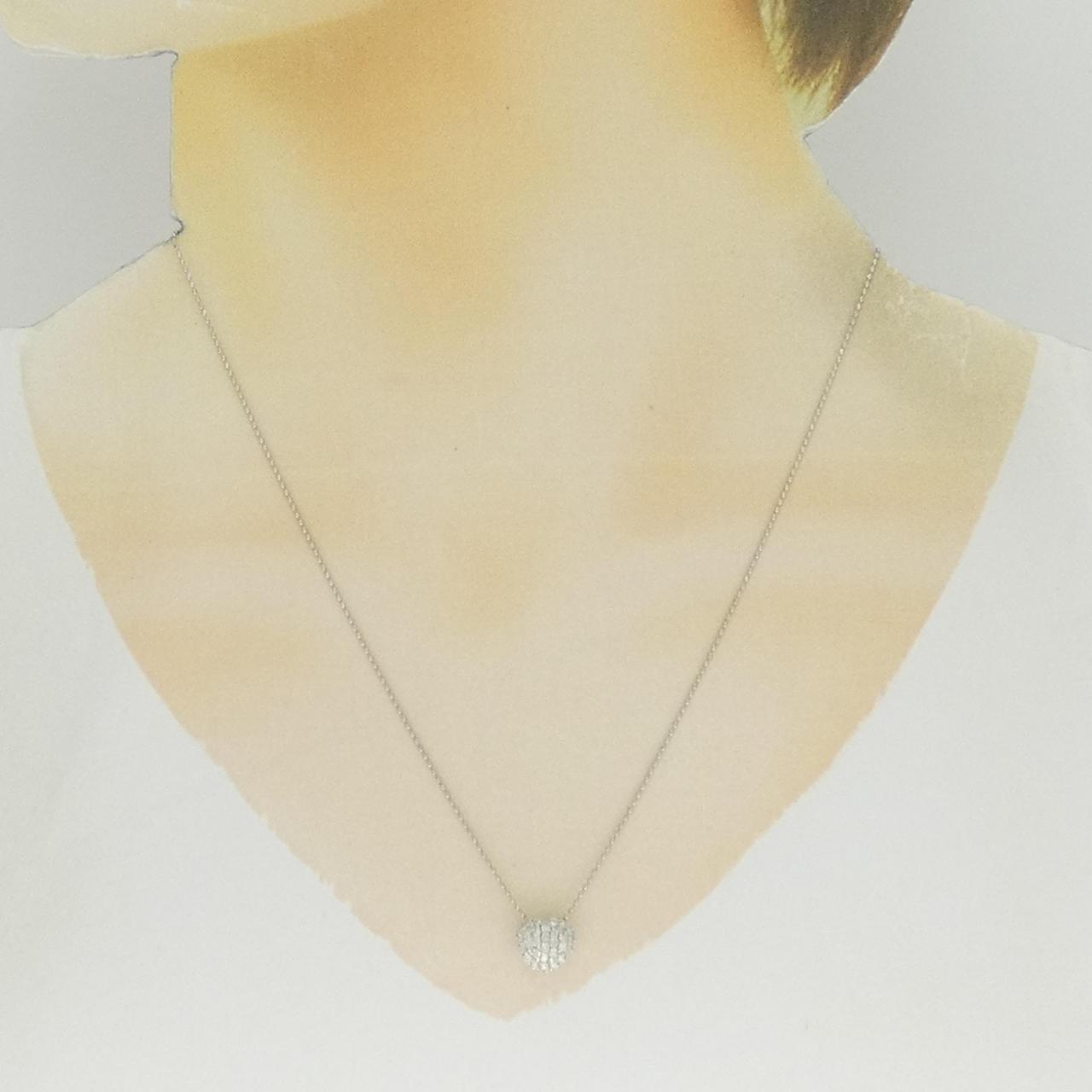 PT900/PT850 ハート パヴェ ダイヤモンド ネックレス 0.30CT