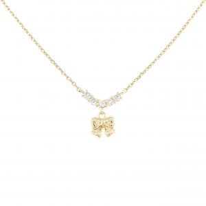 K18YG リボン ダイヤモンド ネックレス 0.15CT