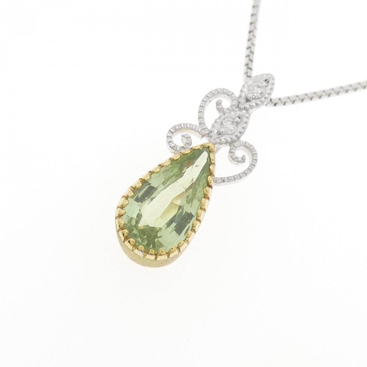 K18YG/K18WG グリーンガーネット ネックレス 1.194CT