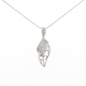 K18WG リーフ ダイヤモンド ネックレス 0.25CT