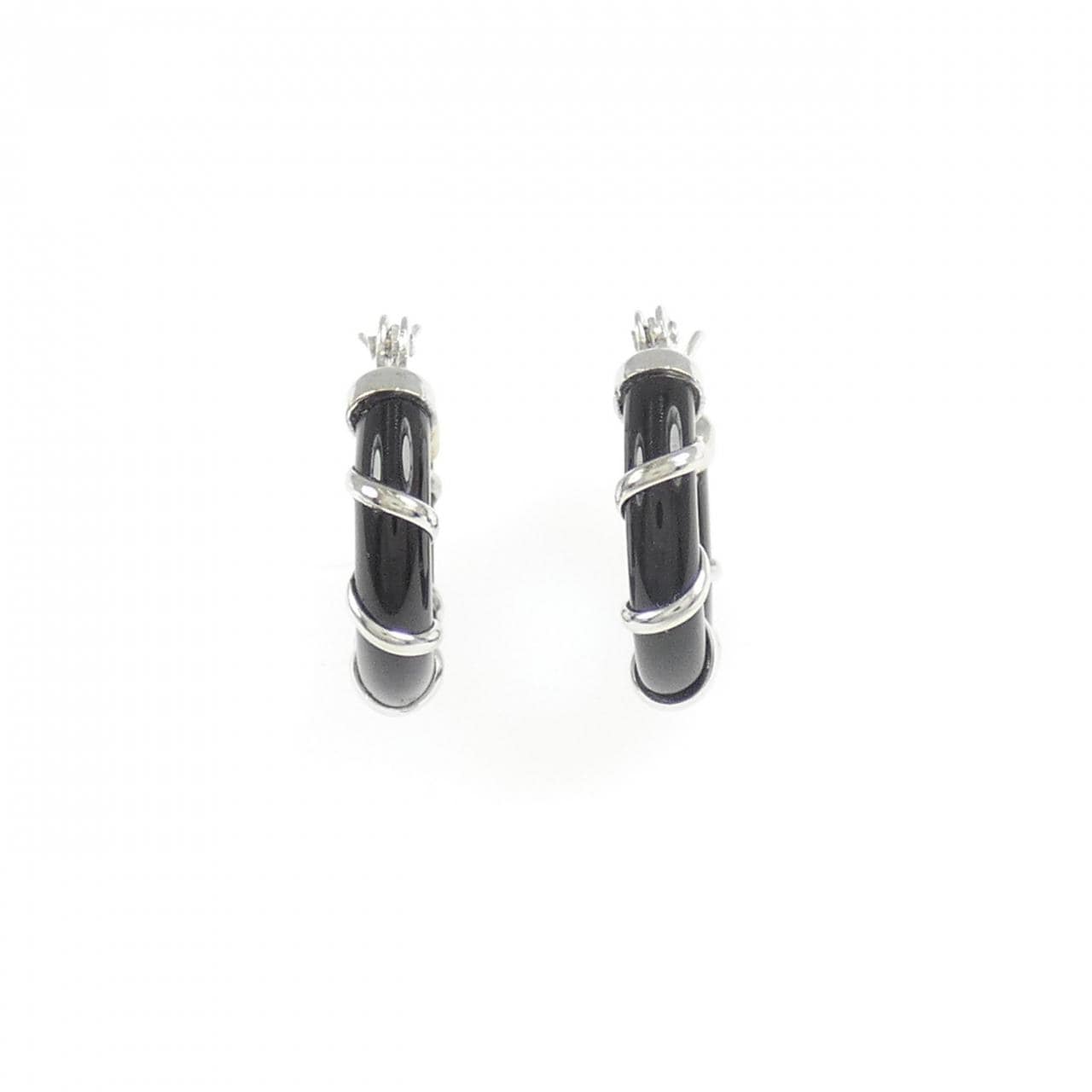 【新品】K14WG オニキス フープ ピアス