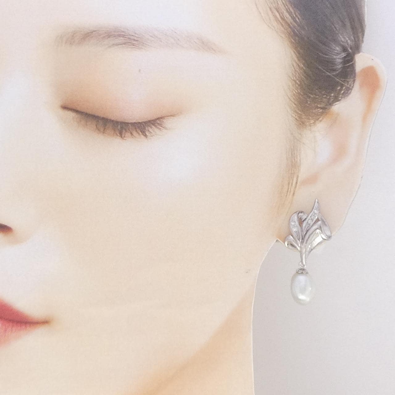 K14WG 白蝶パール ピアス