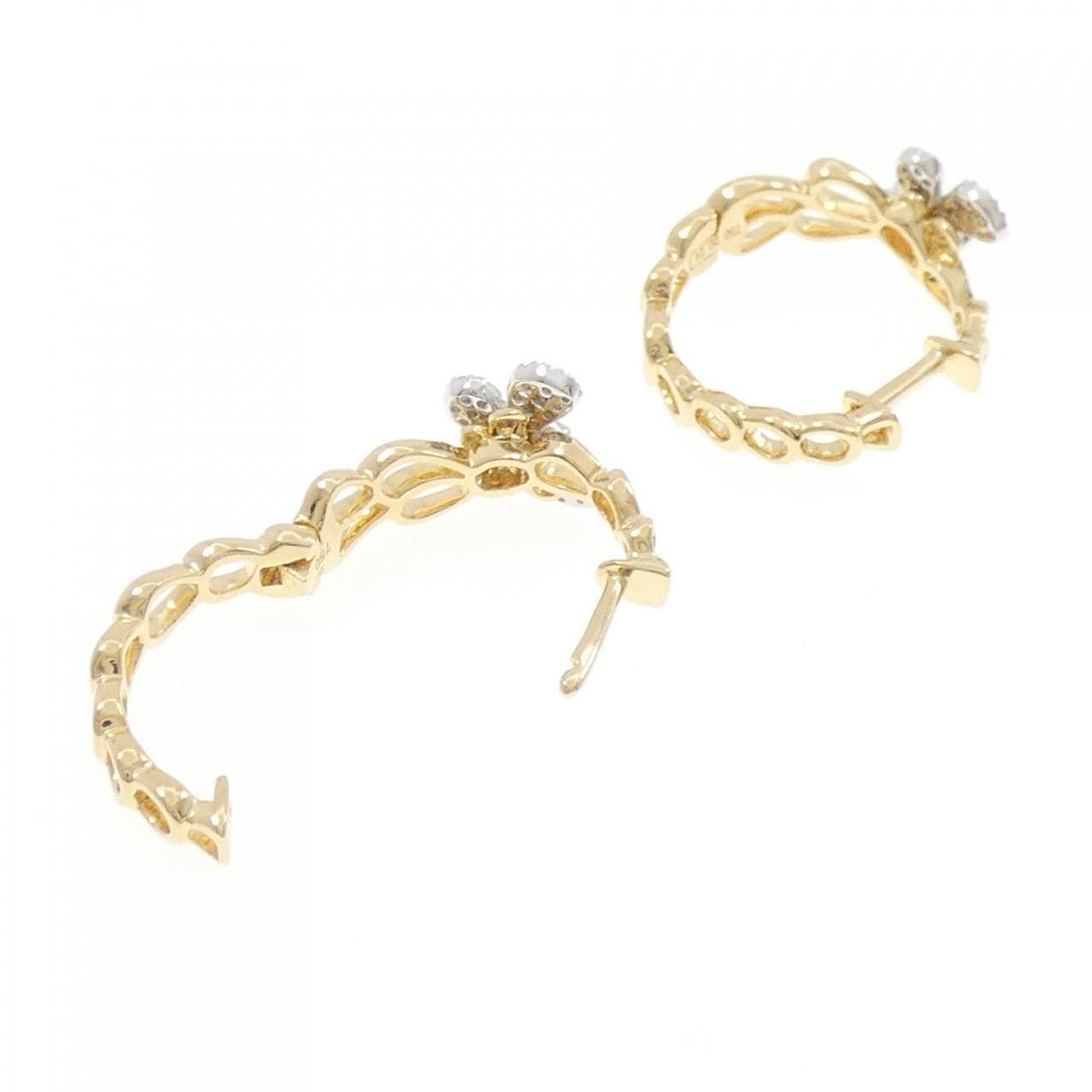 750YG/750WG バタフライ ダイヤモンド ピアス 0.24CT