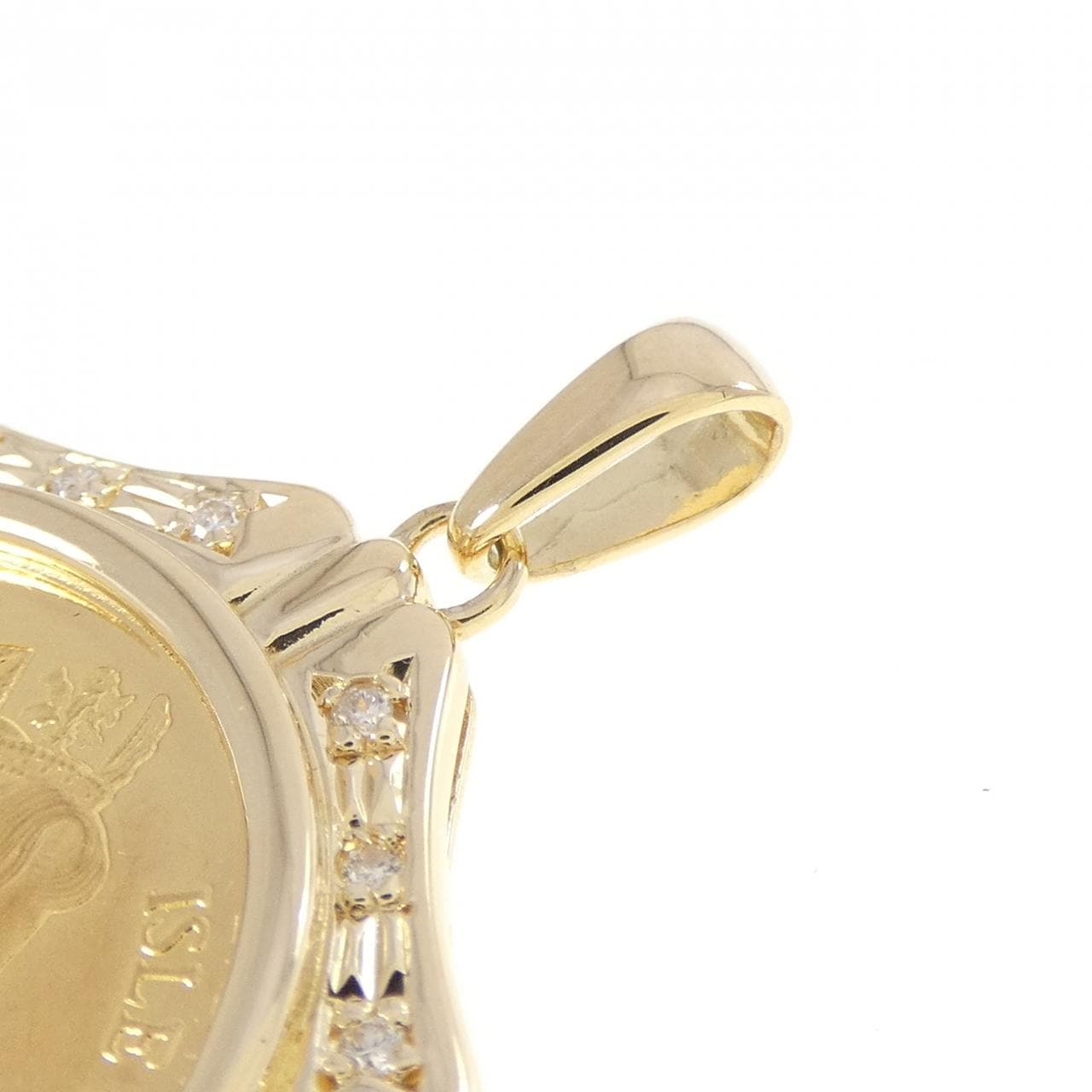 K18YG(枠) ダイヤモンド コイン ペンダント 0.10CT