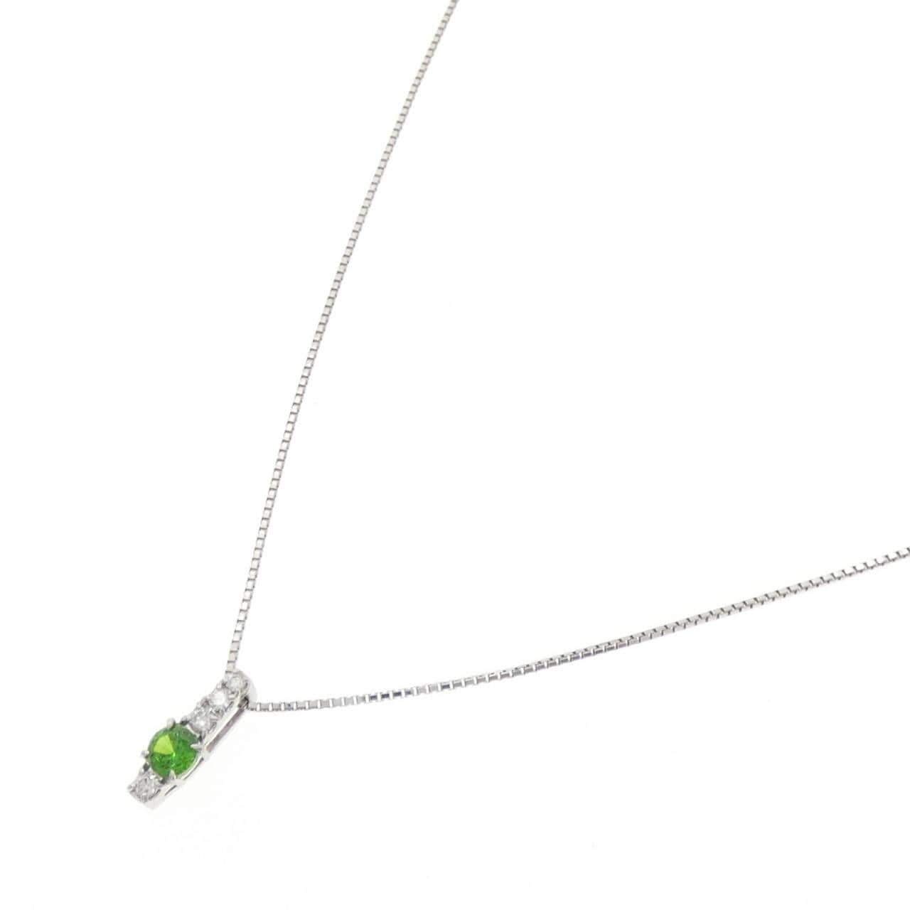 PT900/K18WG デマントイドガーネット ネックレス 0.20CT