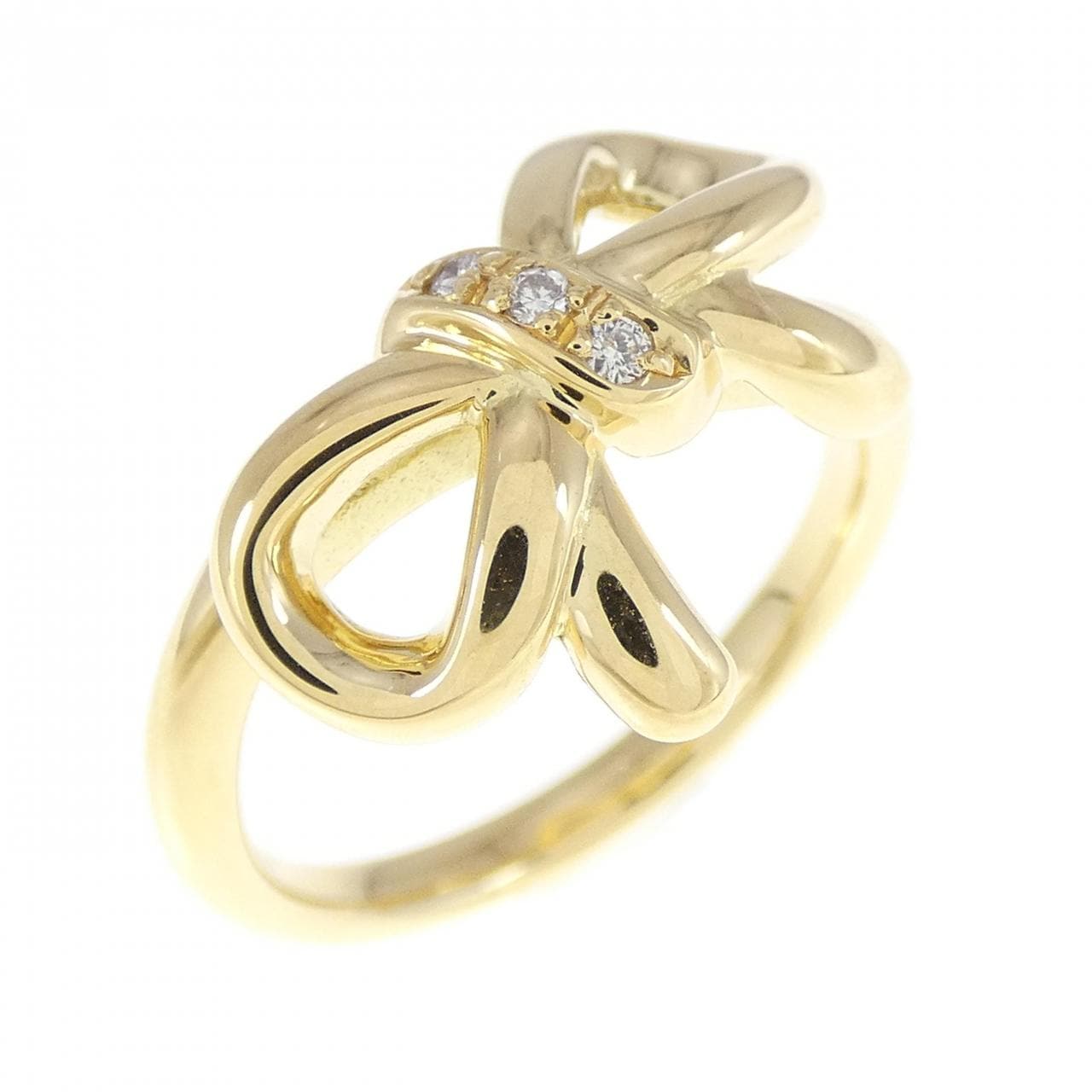 K18YG ribbon Diamond ring