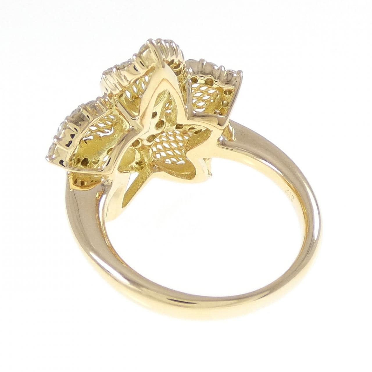 K18YG フラワー ダイヤモンド リング 0.84CT