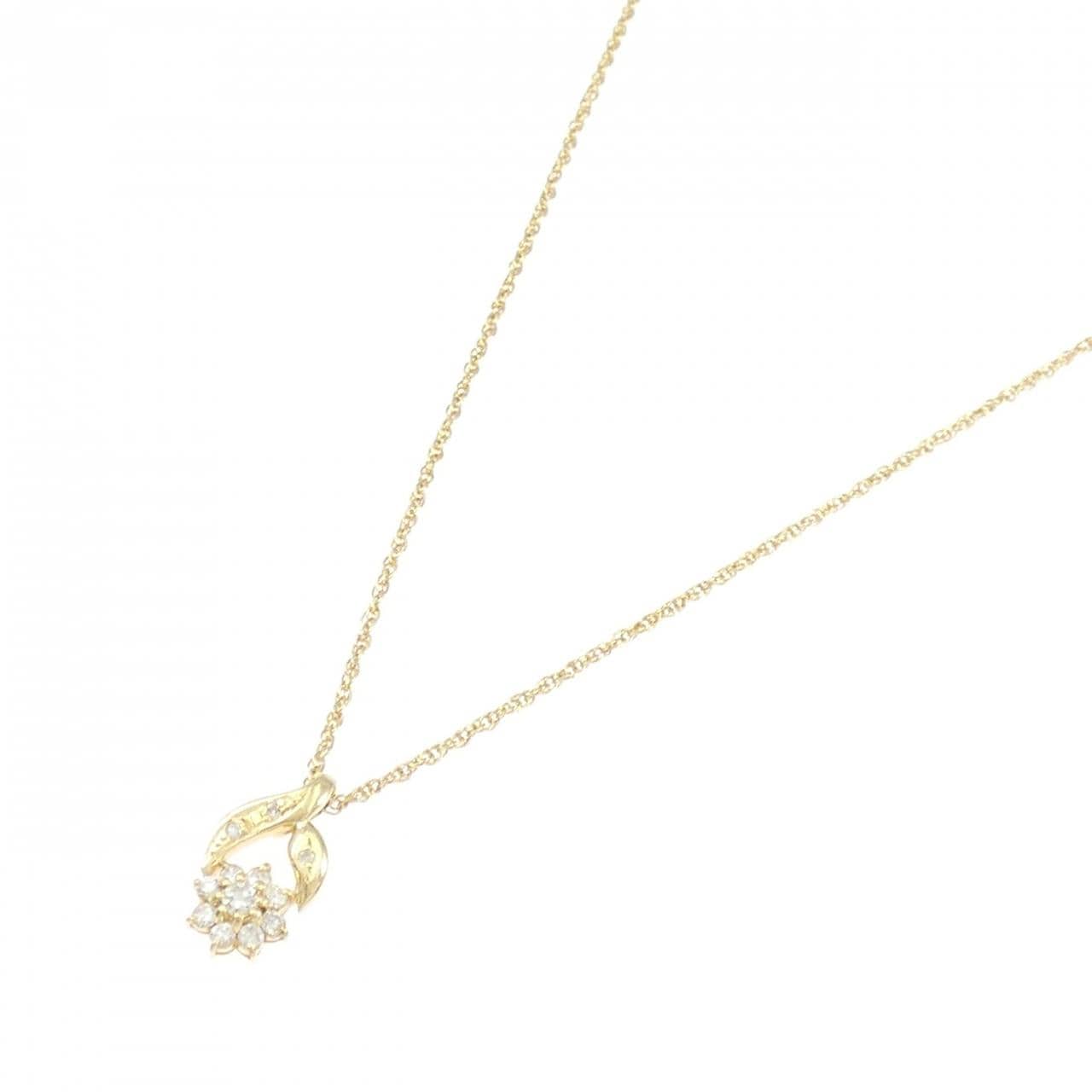 K18YG フラワー ダイヤモンド ネックレス 0.22CT