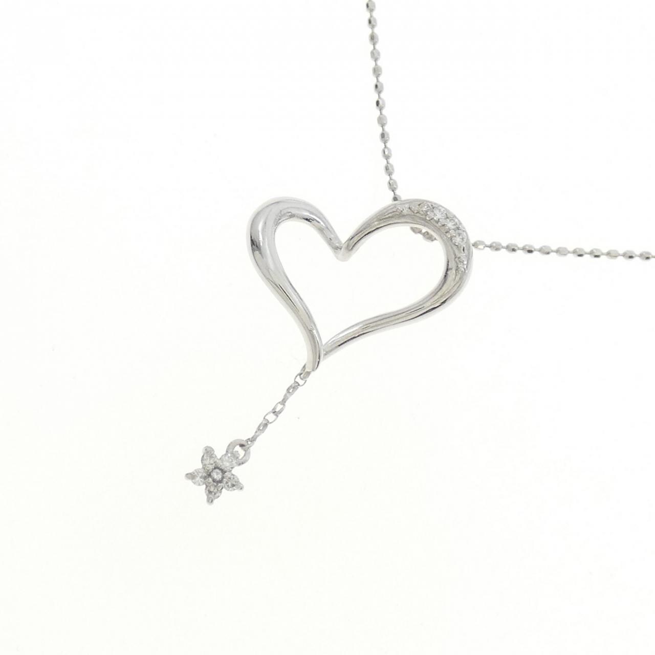 K18WG ハート×スター ダイヤモンド ネックレス 0.06CT