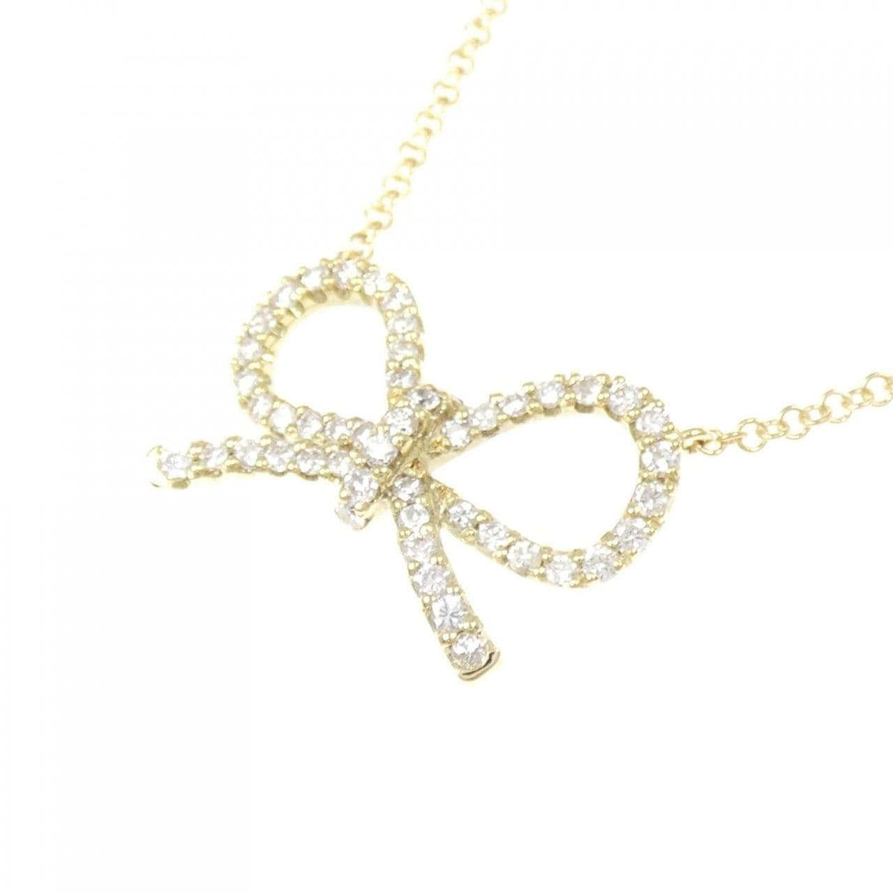 K18YG リボン ダイヤモンド ネックレス 0.60CT