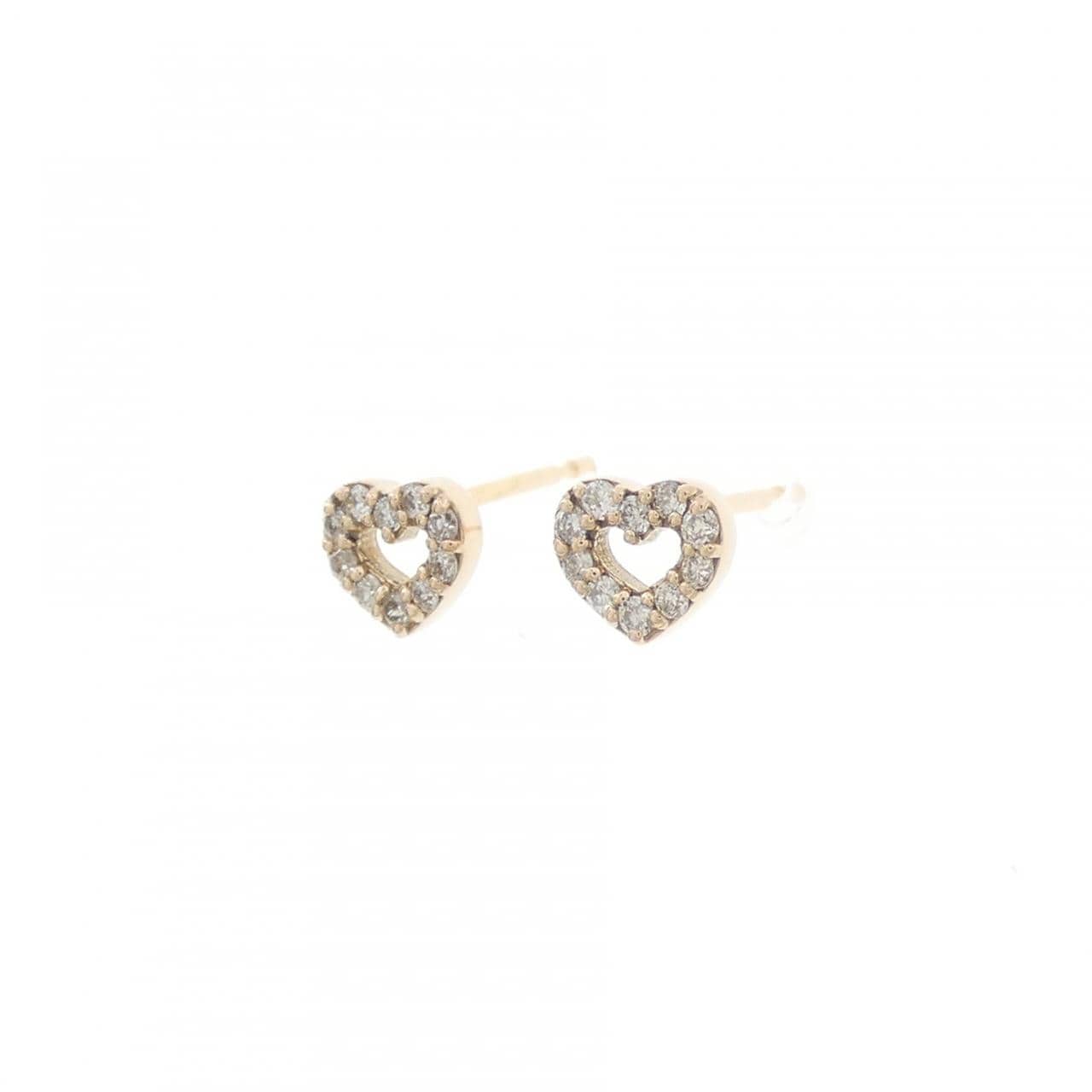 K18PG ハート ダイヤモンド ピアス 0.10CT