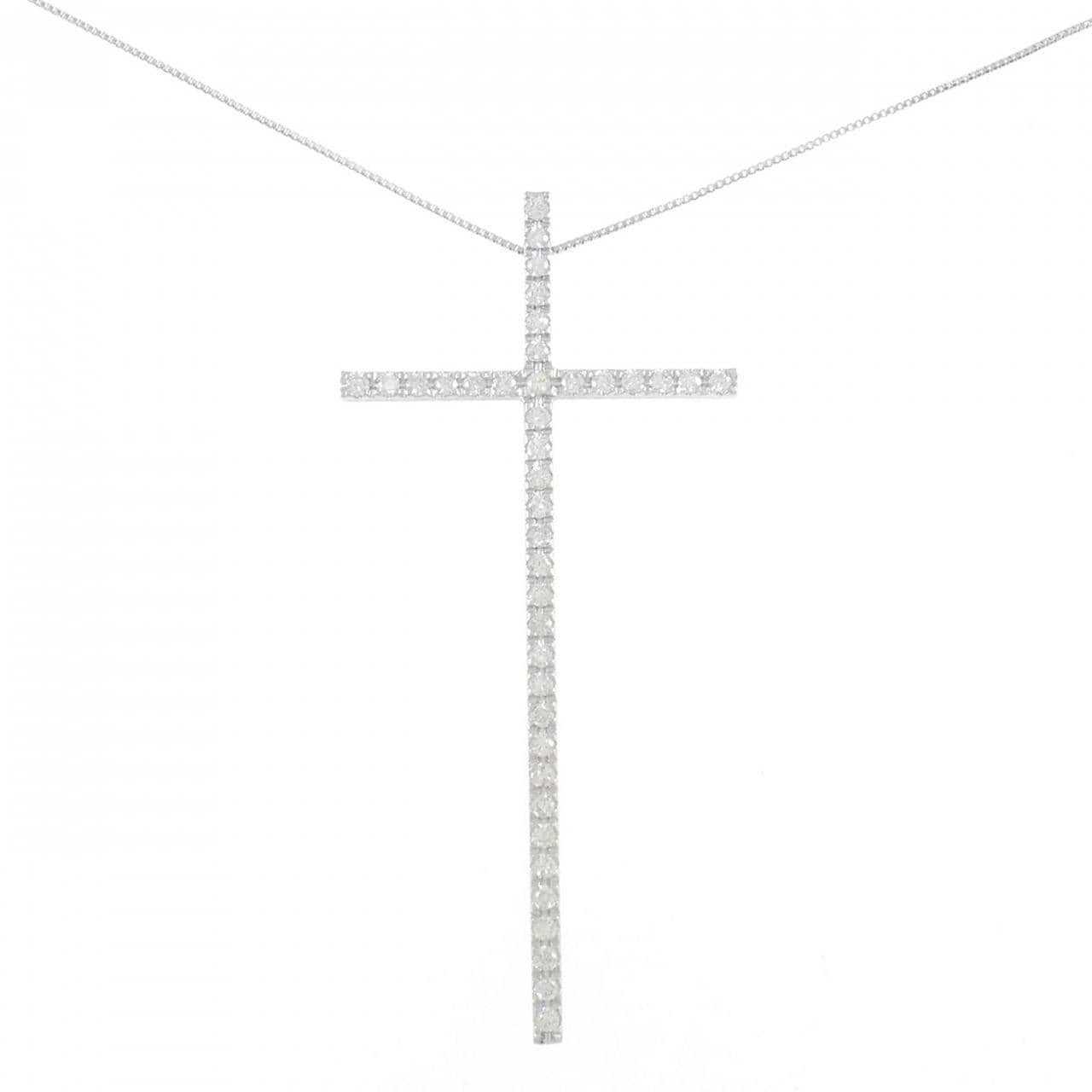 K18WG クロス ダイヤモンド ネックレス 1.00CT