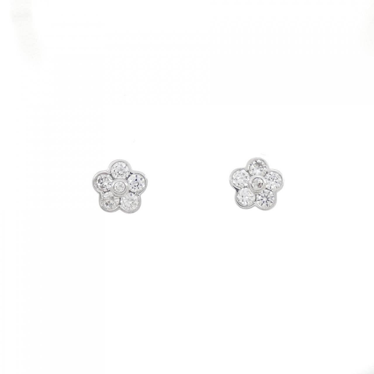 750WG Flower Cubic Earrings