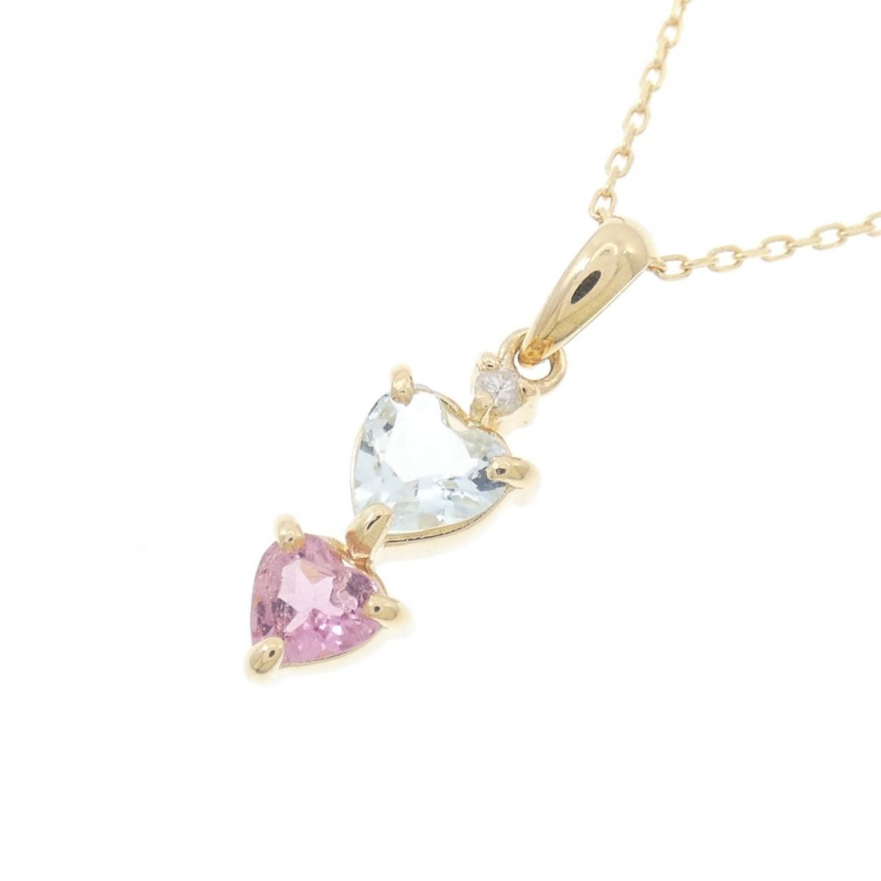 K18YG ハート カラーストーン ネックレス