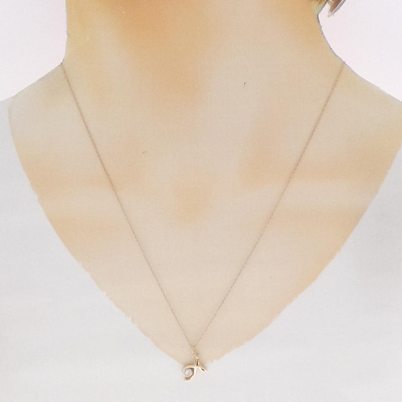 K18PG イニシャルA ダイヤモンド ネックレス 0.14CT