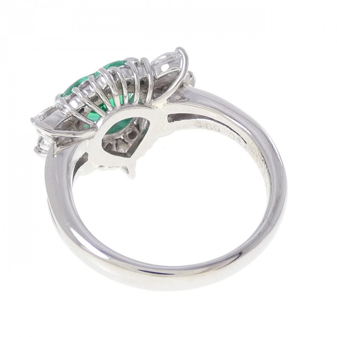 PT900 ハート エメラルド リング 1.39CT
