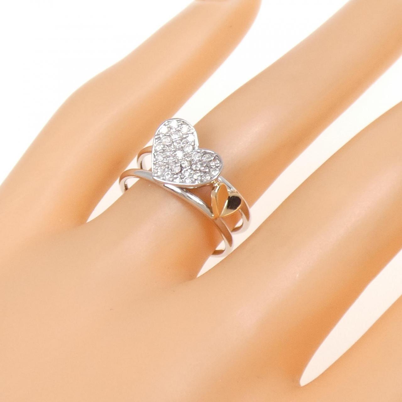 K18WG/K18PG ハート パヴェ ダイヤモンド リング 0.25CT