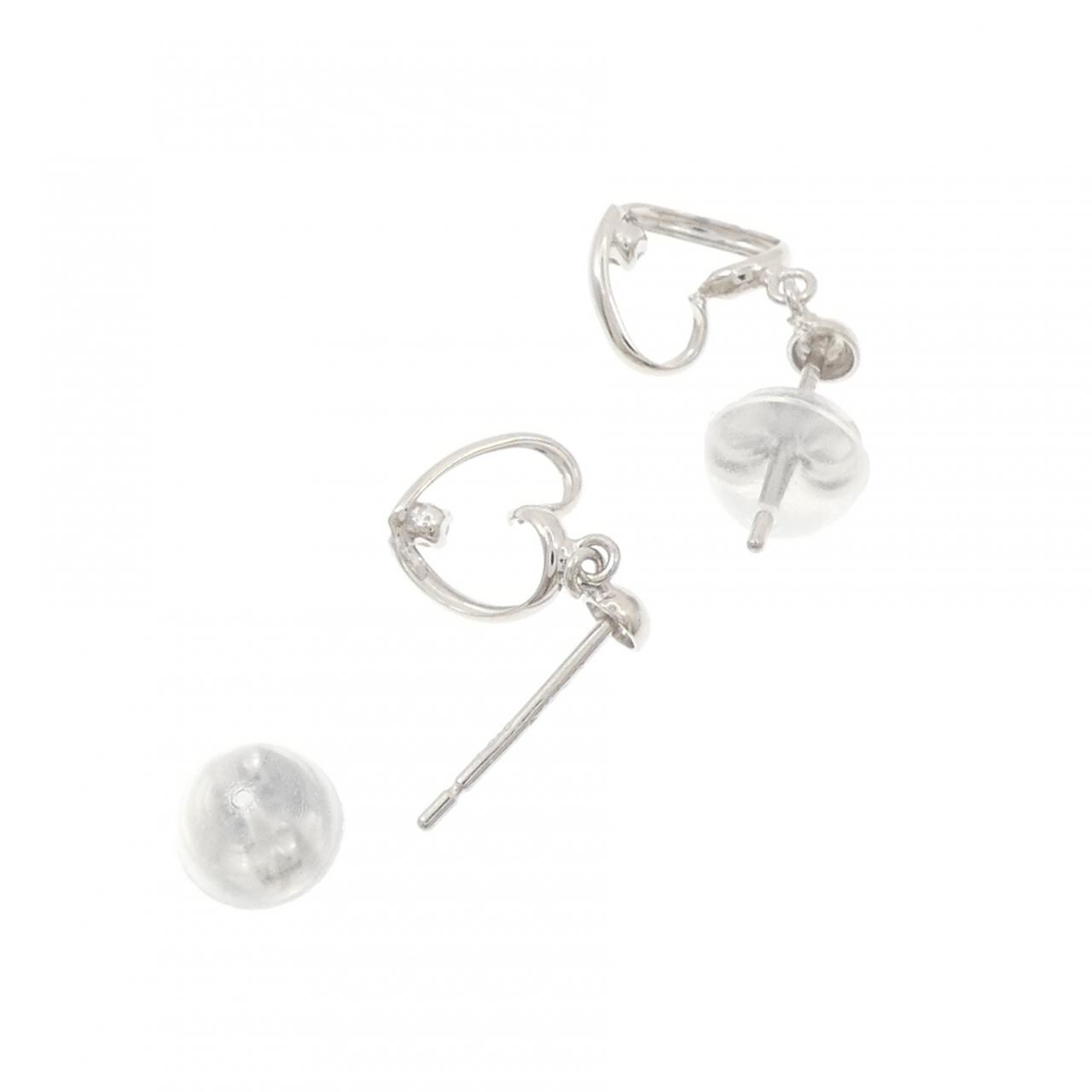 K14WG ハート ダイヤモンド ピアス 0.02CT