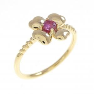 K18YG フラワー ルビー リング