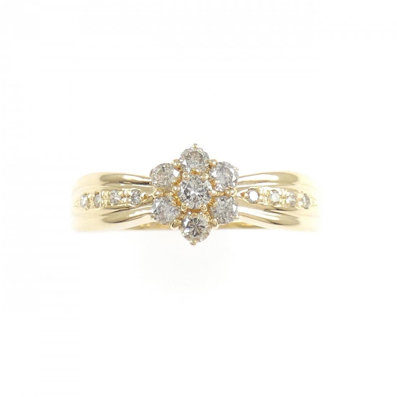K18YG フラワー ダイヤモンド リング 0.50CT