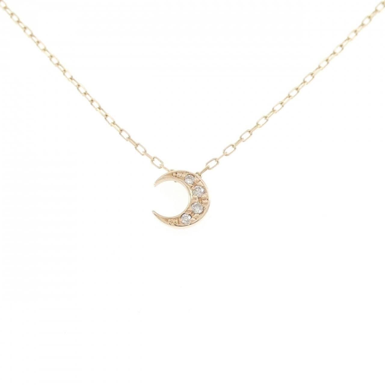 K10YG ムーン ダイヤモンド ネックレス 0.01CT