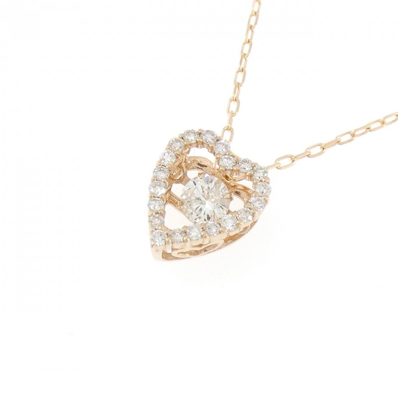 K18PG ハート ダイヤモンド ネックレス 0.20CT