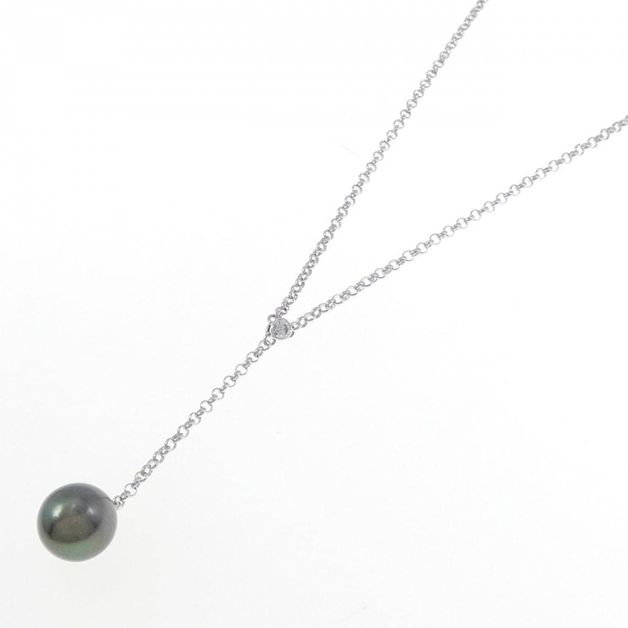 K18WG Black Pearl Necklace 9.1mm