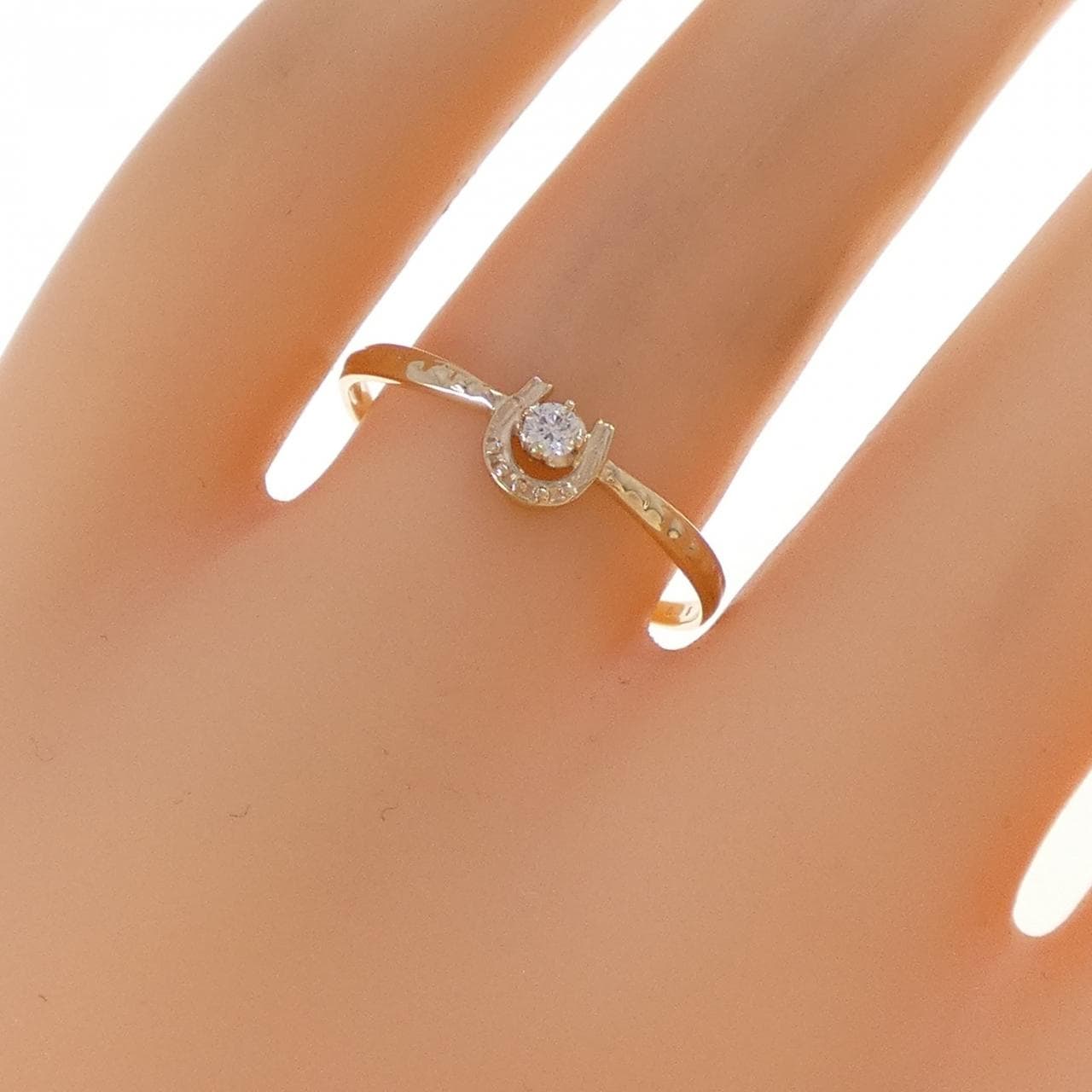 K10YG ホースシュー ダイヤモンド リング 0.05CT