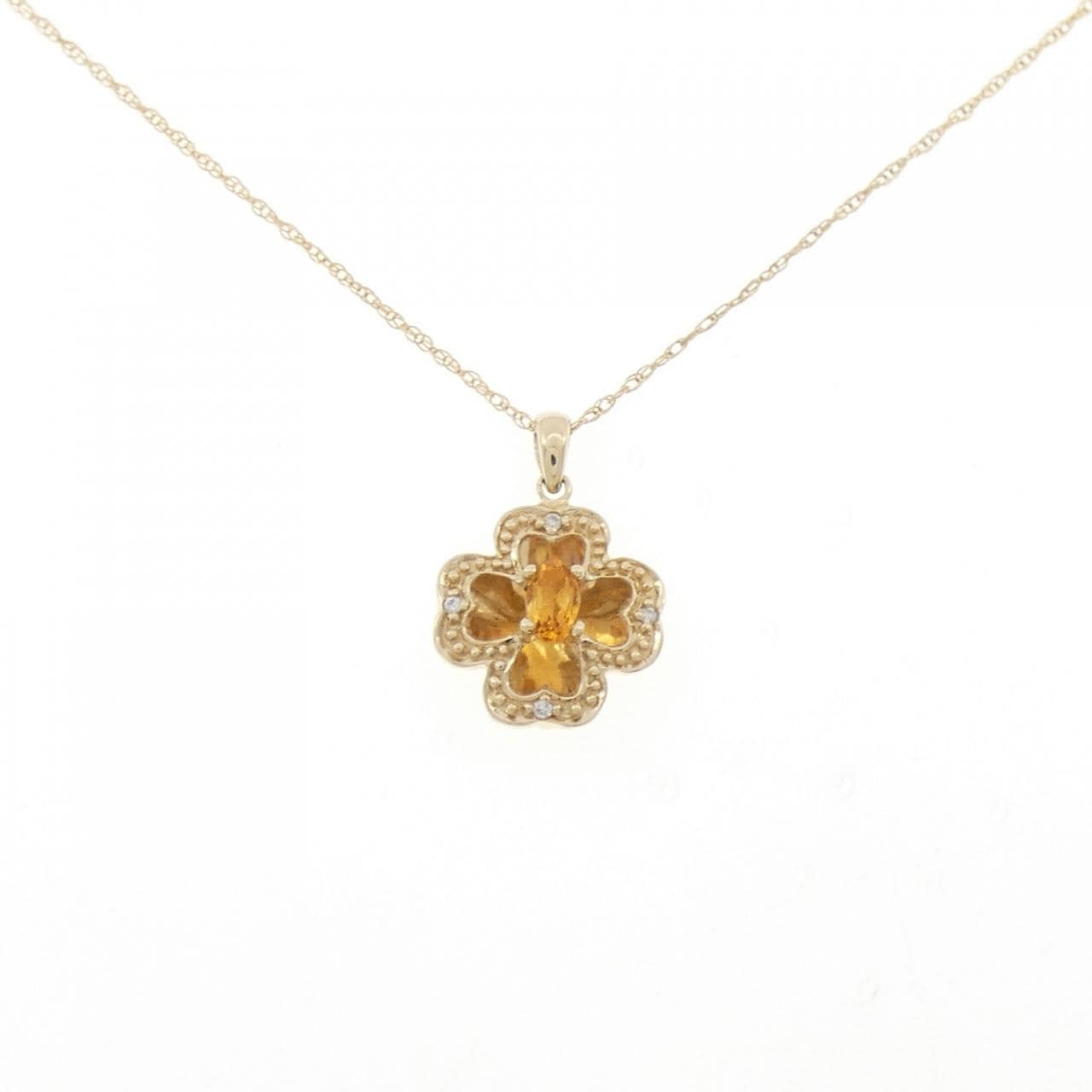 10KYG クローバー シトリン ネックレス