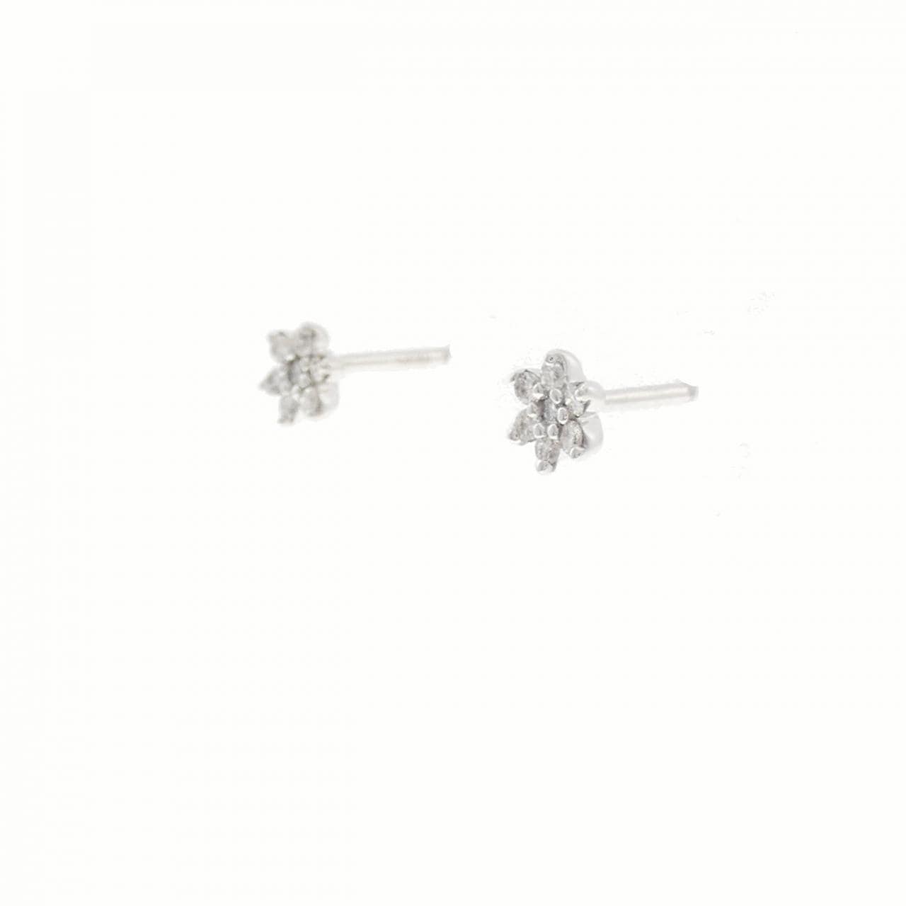 K18WG フラワー ダイヤモンド ピアス 0.10CT