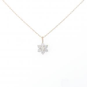 K18PG フラワー ダイヤモンド ネックレス 0.30CT