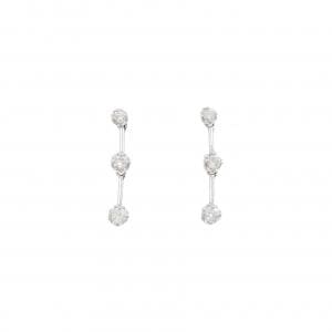 K18WG スリーストーン ダイヤモンド ピアス 0.30CT
