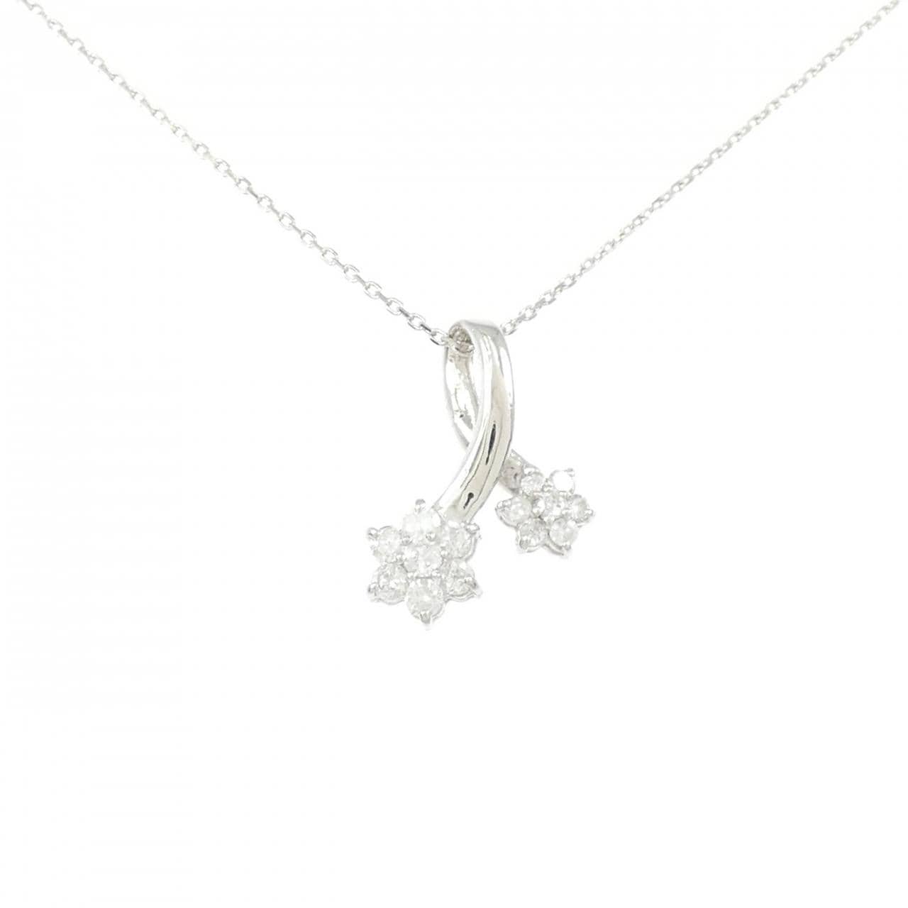 PT900/PT850 フラワー ダイヤモンド ネックレス 0.50CT