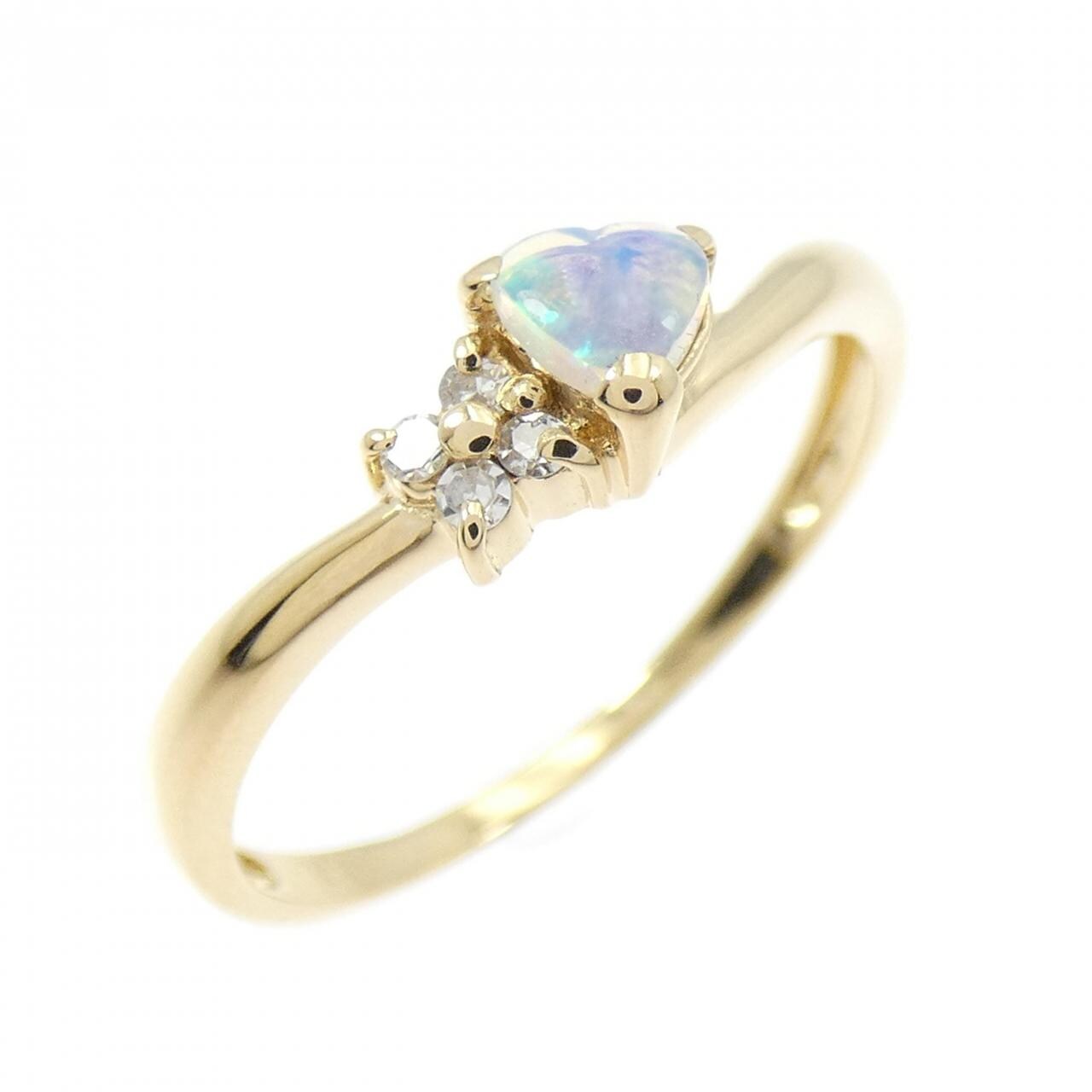 K18YG ハート オパール リング