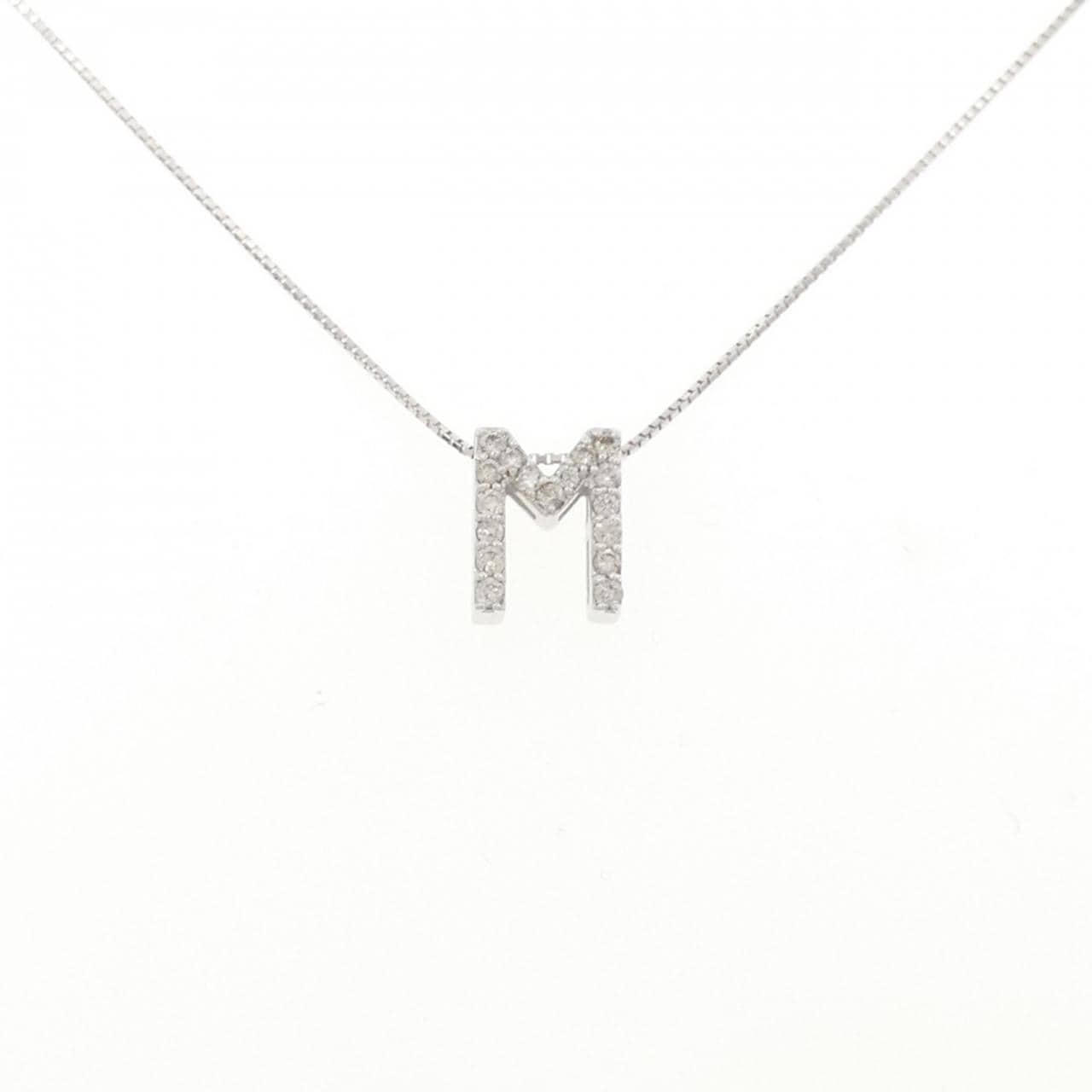 K18WG Initial M Diamond Necklace 0.34CT