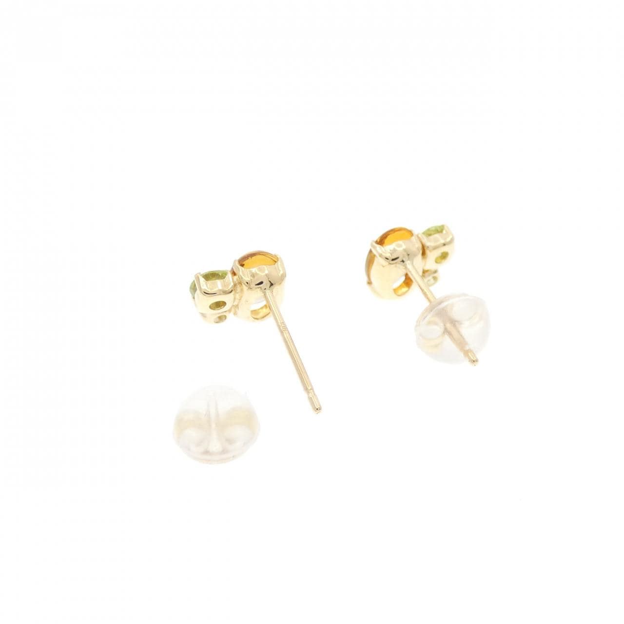 K18YG colored stone earrings