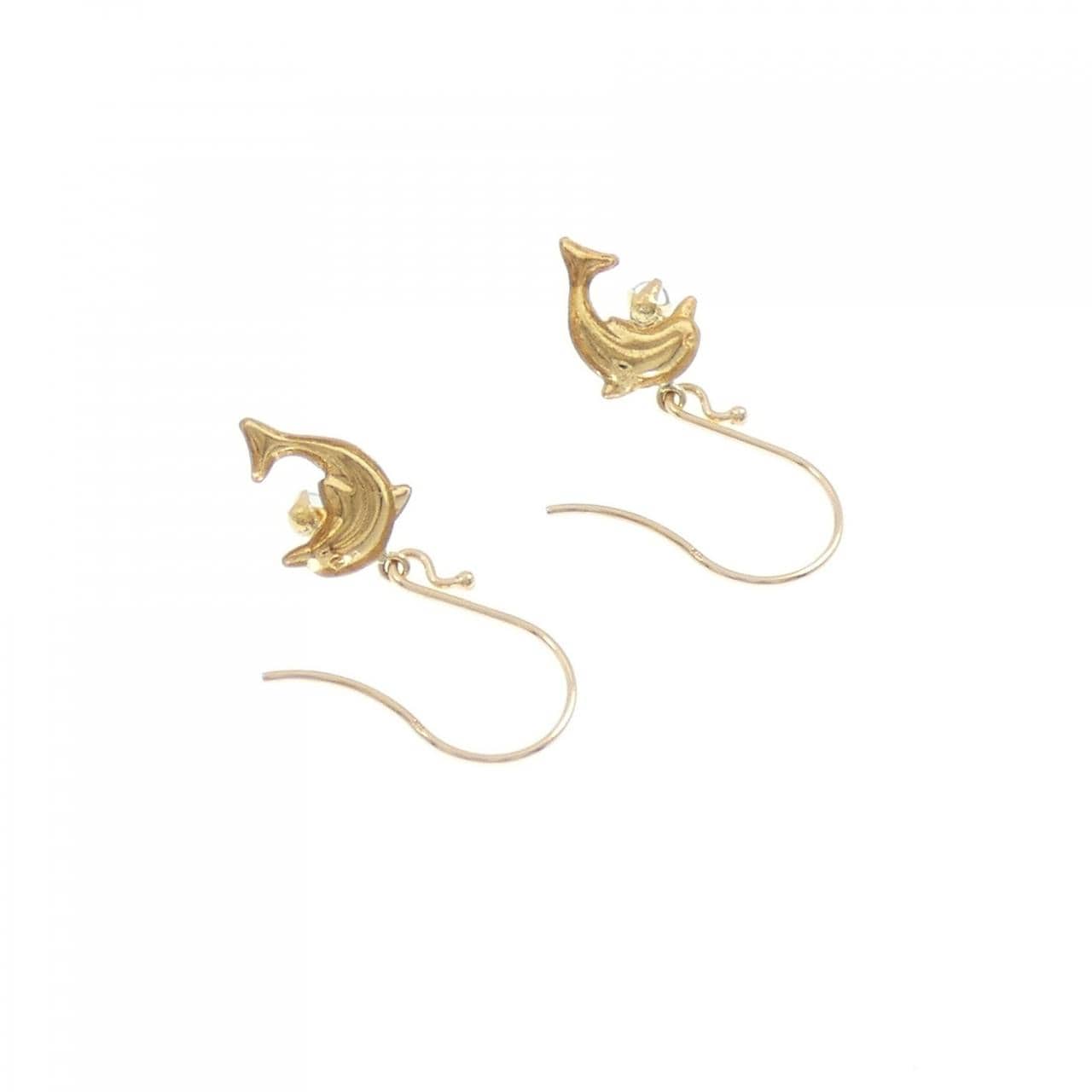 K18YG ドルフィン ブルートパーズ ピアス