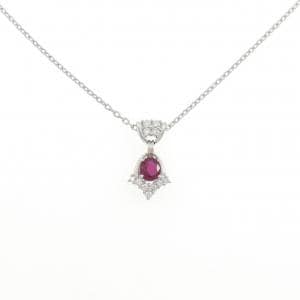 PT900/PT850 ルビー ネックレス 0.62CT