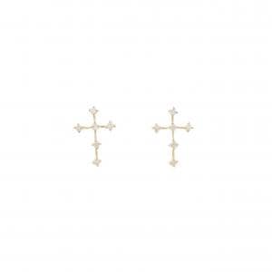 K18YG クロス ダイヤモンド ピアス 0.10CT