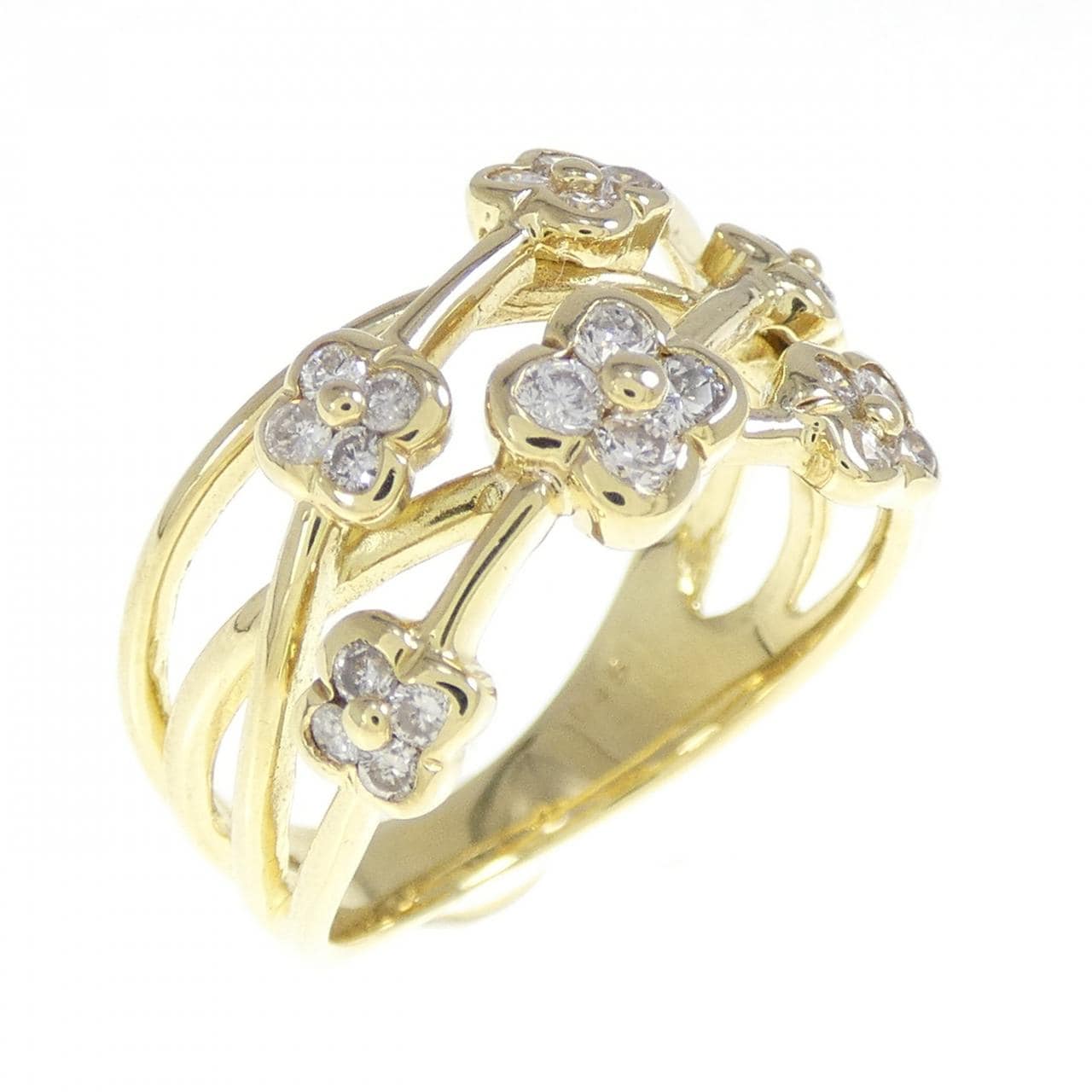 K18YG フラワー ダイヤモンド リング 0.45CT